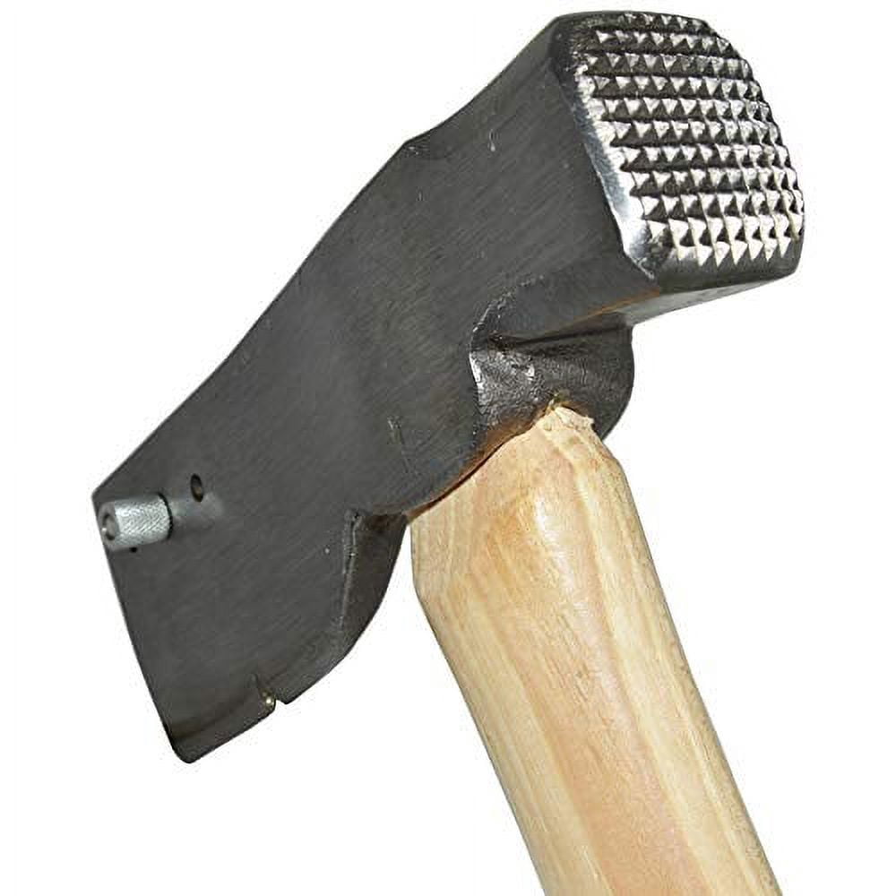 Shingling Roofing Hatchet with Milled Striking Face, Three-Position Exposure Gauge for , Nail Slot, and Hickory Wood Handle