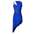 thumbnail image 3 of Jizyo Women's Lyrical Dance Costume Asymmetrical Skirted Leotard Modern Contemporary Dance Dress Royal Blue L, 3 of 7