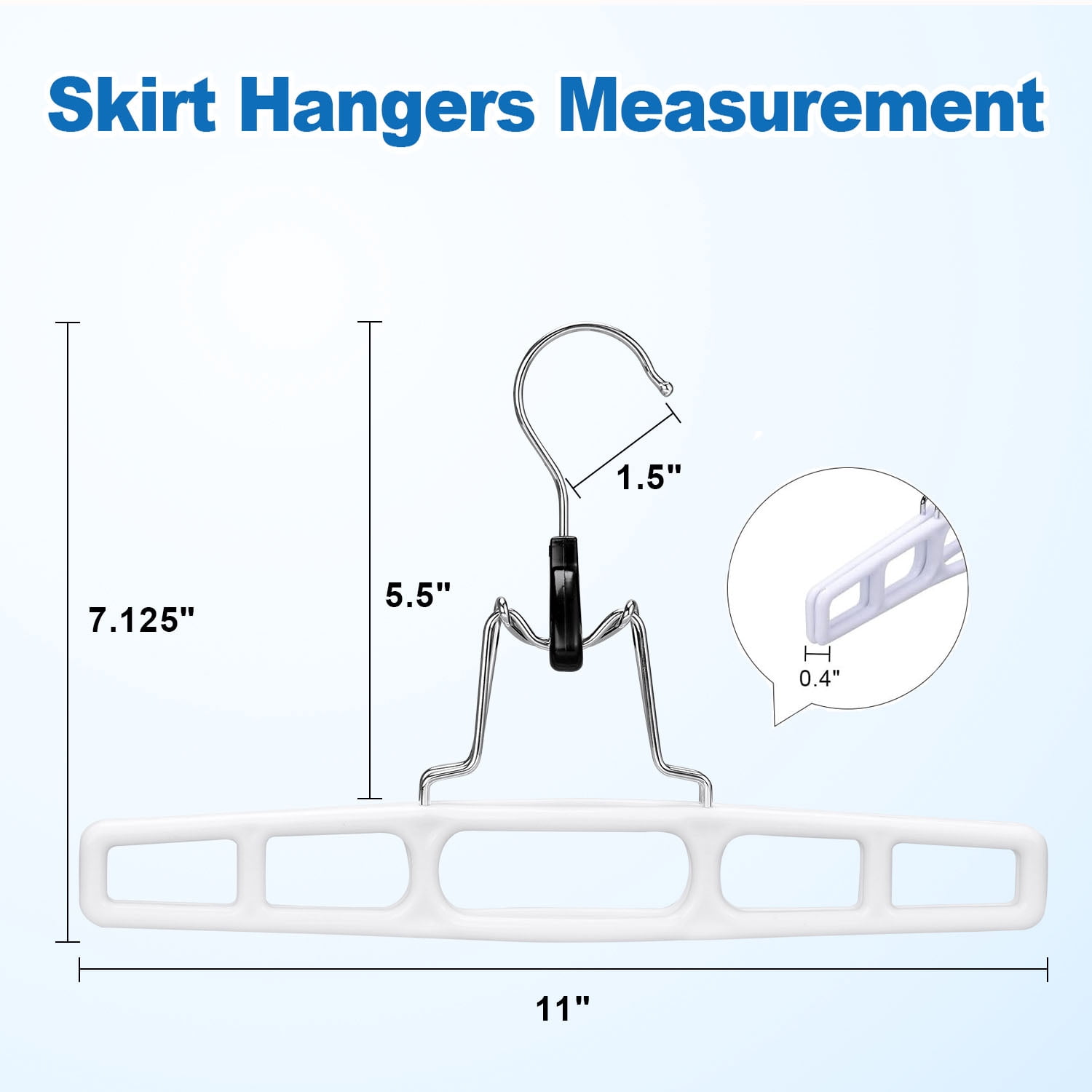 BagDream 12 Pack Plastic Skirt Hangers for Women Men, 11 Inch Space Saving Pant Hangers with Locking Clasp, Heavy Duty Clamp Hangers for Pants Jeans Shorts