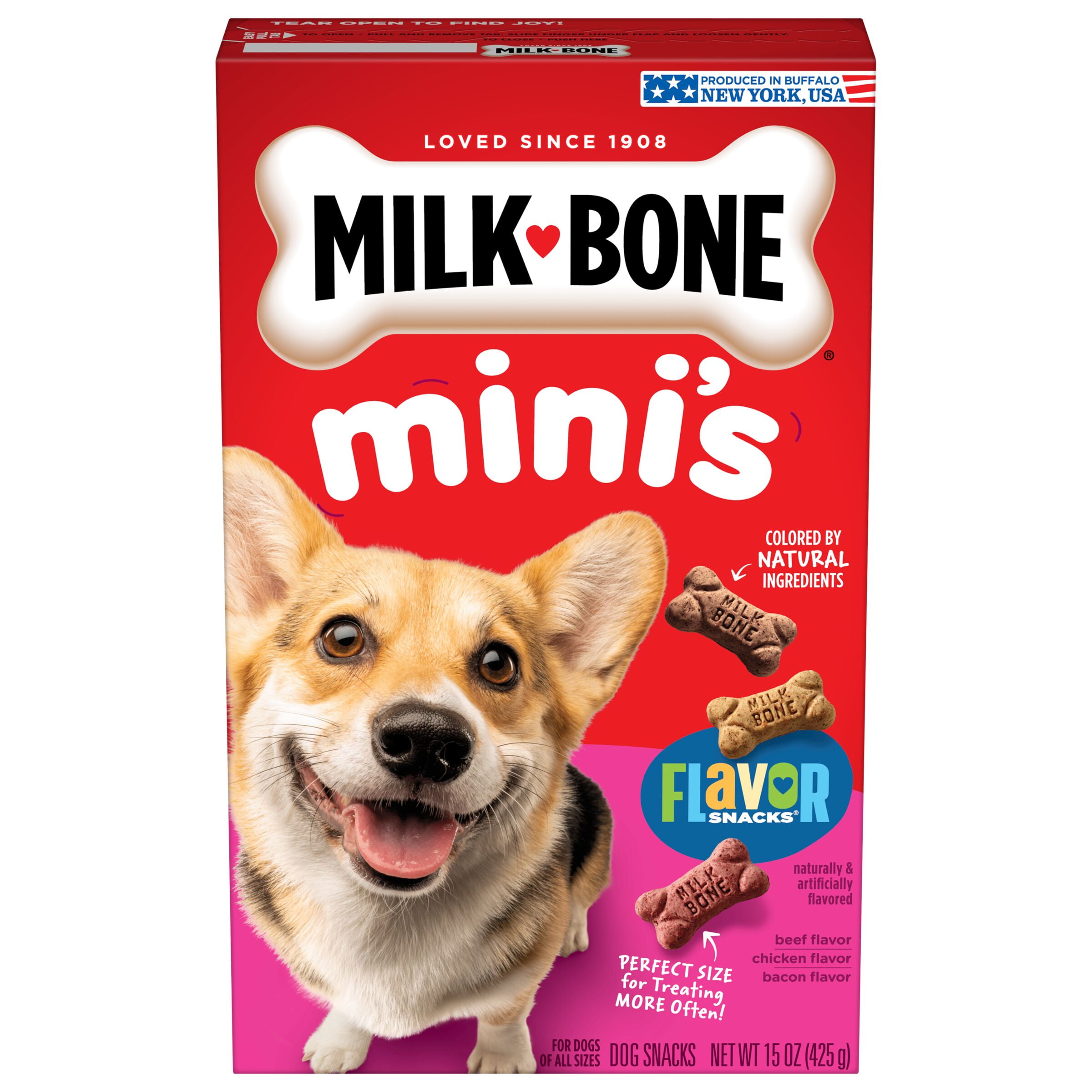 Milk-Bone Flavor Snacks Mini Dog Biscuits, Flavored Crunchy Dog Treats, 15 oz.