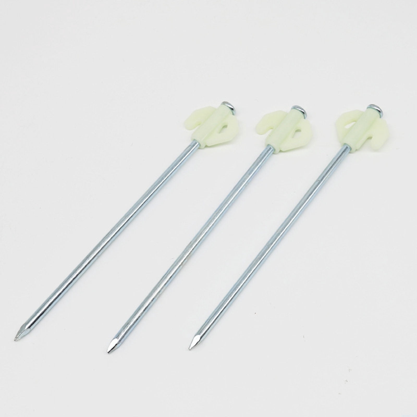 SIELUNO Tent Stakes 10 Pieces Galvanized Steel Stable Tent Stakes Pegs With Fluorescent Stopper -Cream Color-20cm