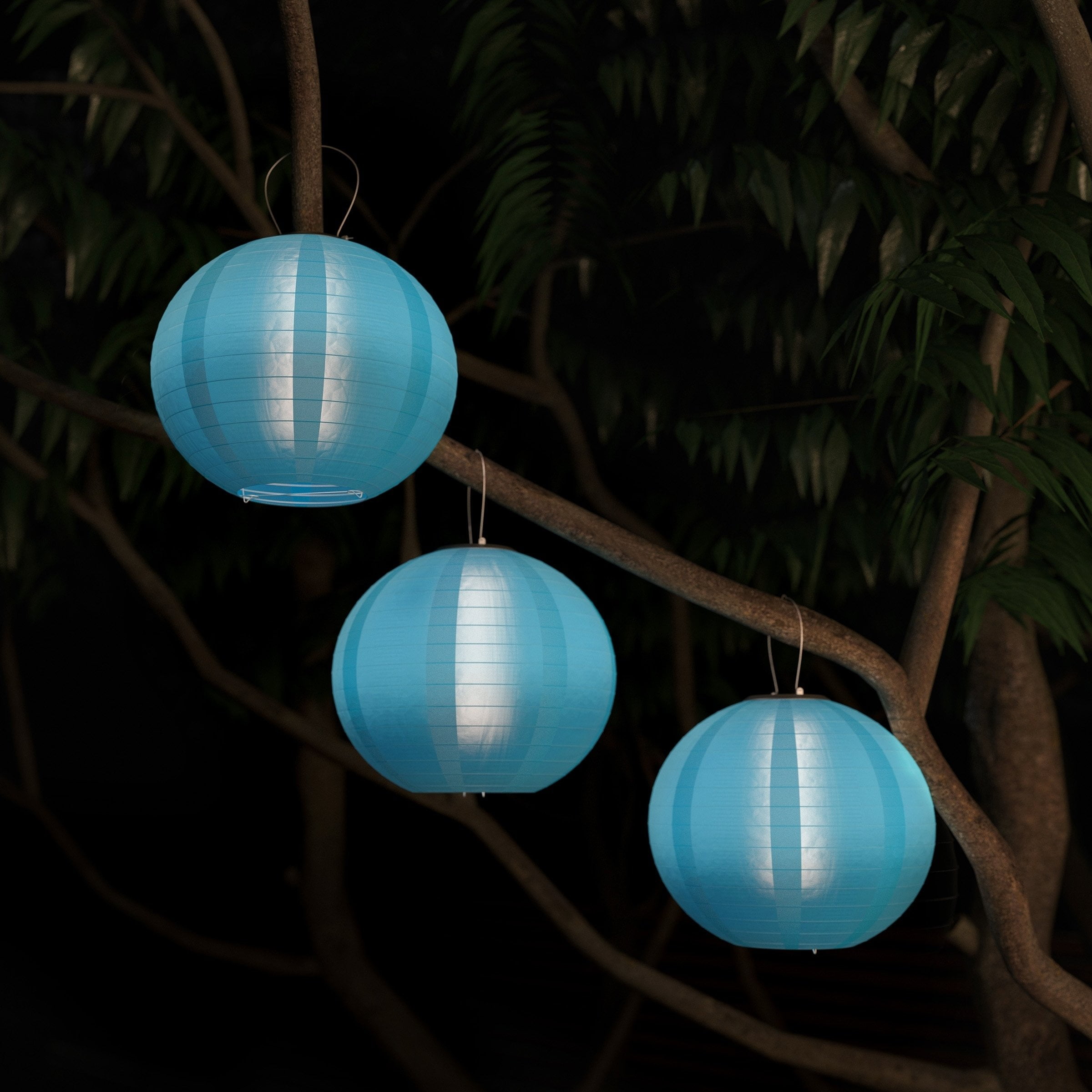 Pure Garden Chinese Lanterns Solar Powered LED Bulbs Set of 3