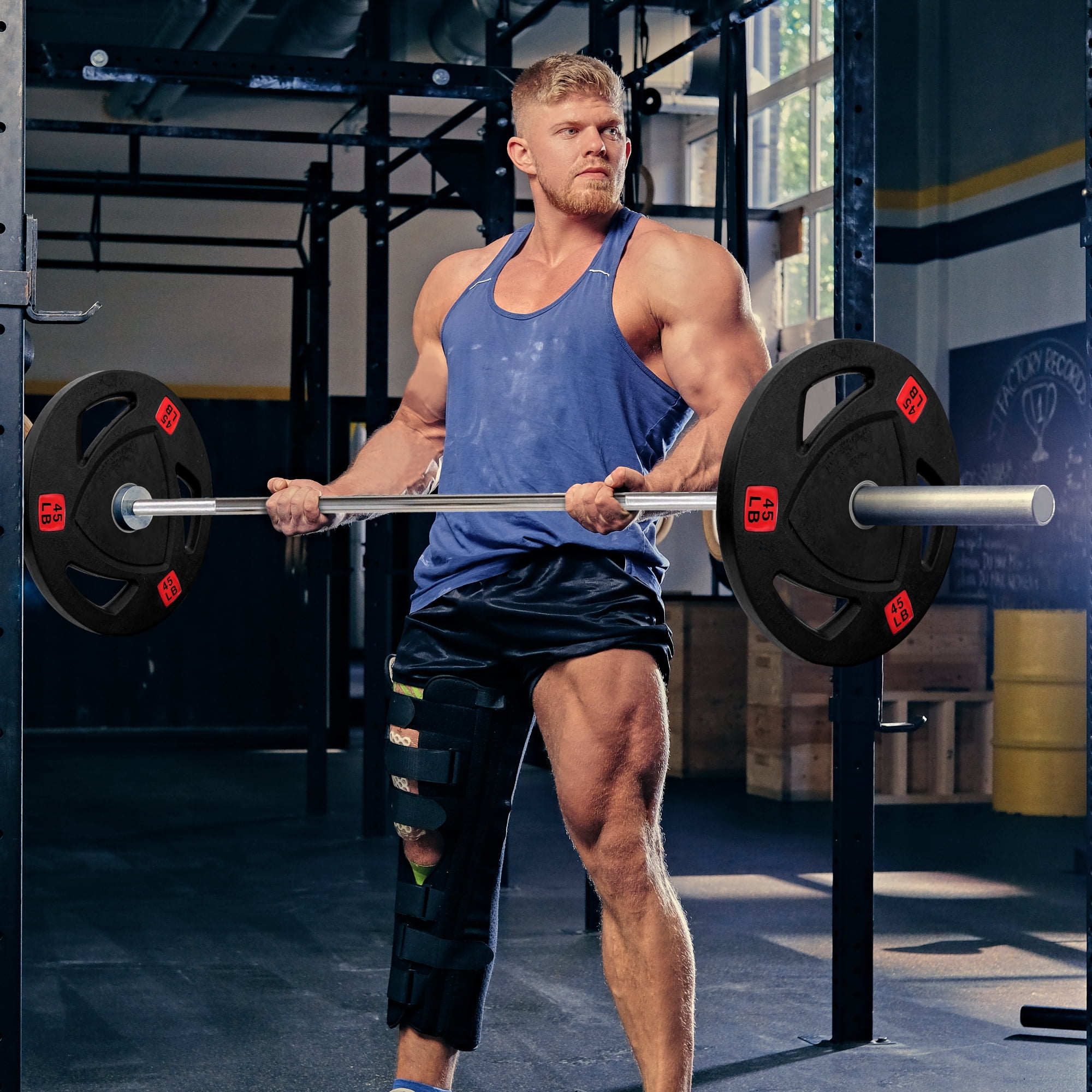 FlexWave 2-Inch Olympic Cast Iron Weight Plates Set, Multiple Sizes Including 5LB, 10LB, and 90LB, for Strength Training & Weightlifting