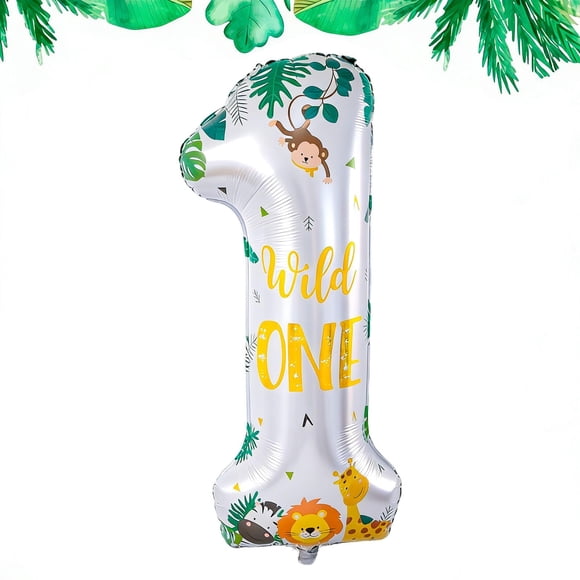 Decoraciones de cumpleaños Locolor Wild One con globo de animales salvajes