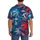thumbnail image 3 of Balery Red And Blue Leaves Camisa Casual de Manga Corta con Botones para Hombre, Texturizada, Estilo Cubano, para Playa, Verano-3X-Large, 3 of 5