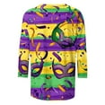 thumbnail image 4 of Mifsaly Womens Mardi Gras Shirt Classic Print 3/4 Sleeve Crewneck Blouse Dressy Casual Pullover Tops Lightweight Trendy Carnival T-Shirts Spring Summer Festival Party Outfits M, 4 of 5