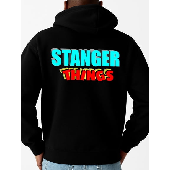 Stanger Things sweatshirt mens regular fit black Casual Classic Design Pullover Hooded Sweatshirt Streetwear For Winter Fall, As Gift autumn Retro Unisex Shirt Printed tshirts