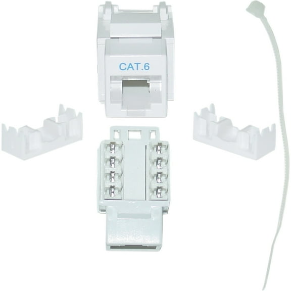 CableWholesale 326-120WH Cat6 Keystone Jack  White  RJ45 Female to 110 Punch Down