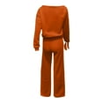 thumbnail image 4 of RYRJJ Casual 2 Piece Outfits for Women Off One Shoulder Long Sleeve Sweatsuit Jogging Long Pants Sets Tracksuit with Pockets(Orange,XL), 4 of 5