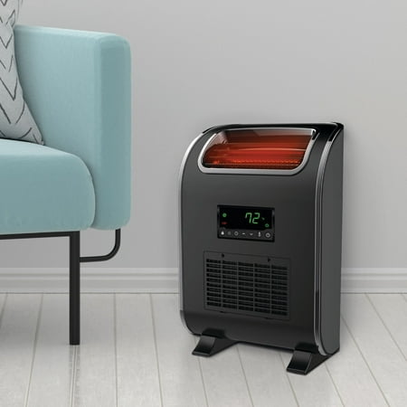 Lifesmart - 3 Element Slim-Line Infrared Heater with Front Air Intake and UV Light - black