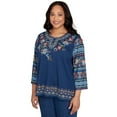 thumbnail image 3 of Alfred Dunner Womens Plus-Size Printed Sleeve Floral Embroidered Top, 3 of 4