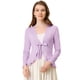 thumbnail image 1 of AllegK Cardigan Dobladillo Rizado RebeDe Punto Frente De CorbaPaMujeres Morado claro XS, 1 of 5