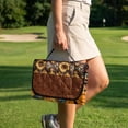 thumbnail image 3 of COEQINE Quilted Golf Cart Seat Cover, Folds Design with Handle for Easy Carry, Universal Fit for EZGO Yamaha Club Car 2-Seater, 4 Front Pockets, Butterfly Sunflower American Tribal Brown, 3 of 8
