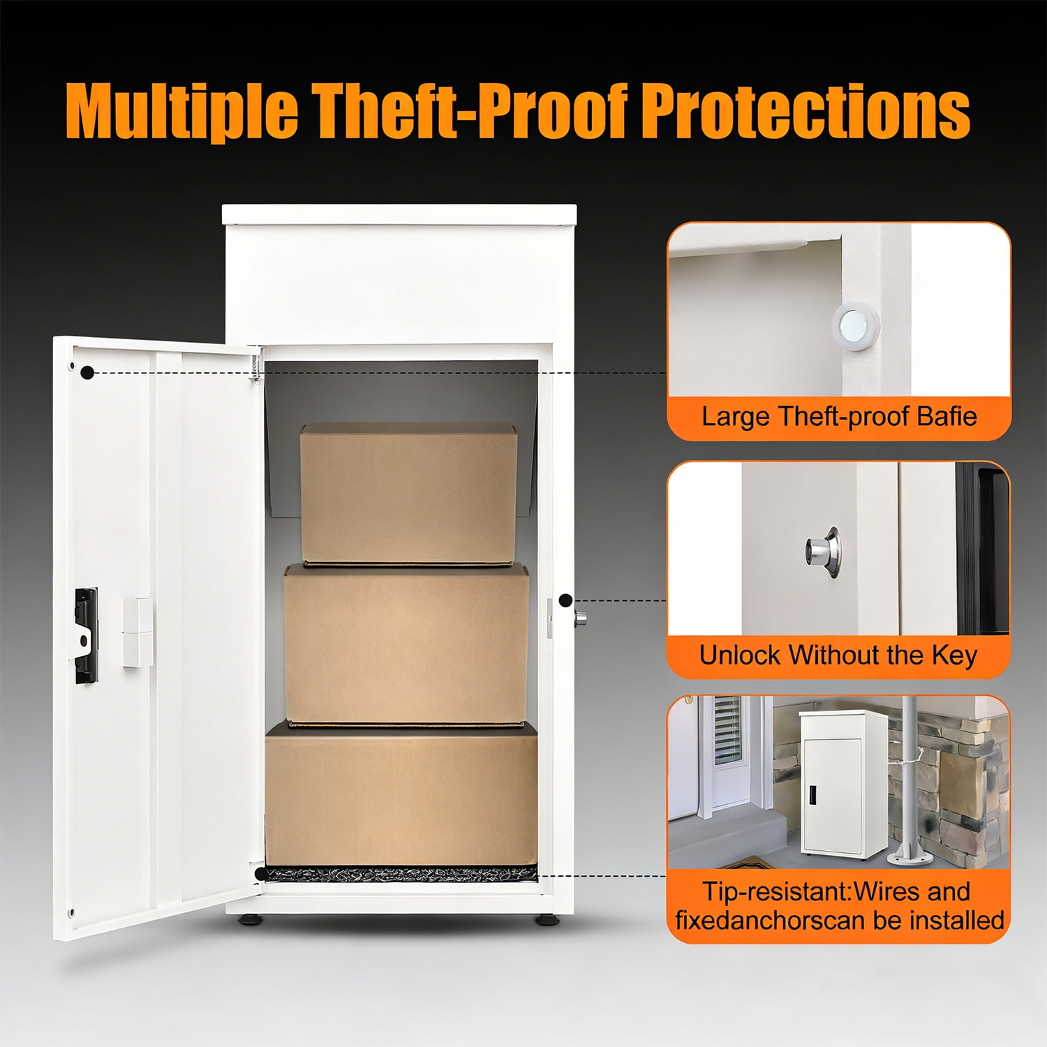 Package Delivery Boxes for Outside, Large Metal Parcel Drop Box, Anti-Theft Parcel Mailbox with Coded Lock, Waterproof Parcel Storage Box for House