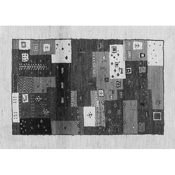 Ahgly Company Indoor Rectangle Abstract Gray Contemporary Area Rugs, 2' x 5'