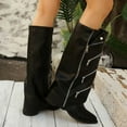 thumbnail image 5 of Black Ladies Long Tube Boots With Zipper And Pointed Toe For Elevation Comfortable During Cold Months, 5 of 9