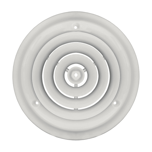 White Steel Ceiling Register w/Damper For a Duct Opening of 8" Round - Faceplate Size of 11 5/8"