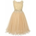 thumbnail image 1 of Sleeveless Rhinestones Lace Pageant Easter Graduation Little Flower Girl Dress (50K10D) Champagne 4, 1 of 4