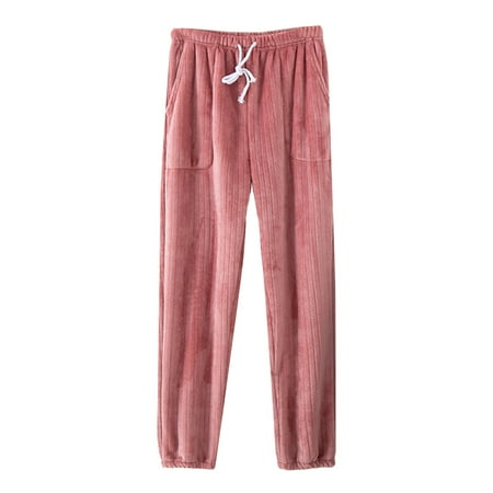 

Wozhidaoke pants for women Pajama Pants Warm Flannel Wide Mouth Trousers Loose Large Size Thick Coral Home Pajamas pajamas for women