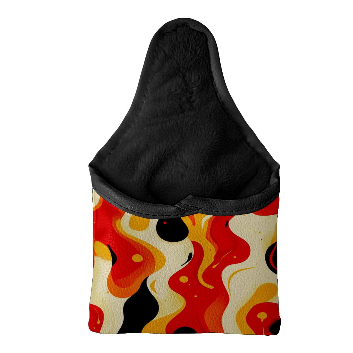 Golf Mallet Putter Cover Premium Leather Waterproof Golf Putter Head Cover with Magnetic Closure Red And Yellow Abstract Pattern