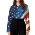 thumbnail image 3 of Iaqnaocc 4th Of July Womens Tops Patriotic American Flag Stars Striped Blouses America 250 Shirt Freedom Button Down Collared Shirt Casual Long Sleeve Outfits Royal Blue S, 3 of 4