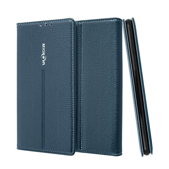 GoldCherry for Samsung Galaxy Note 10 Plus Case,Slim Magnetic Closure Flip Leather Wallet Credit Cards Holder Flip Book Design Protective Case,for Samsung Galaxy Note 10 Plus/Note 10 Pro(Navy)