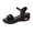 Black, variant on Wedge Platform Sandals For Women Smooth Faux Leather Horsebit Metal Buckle Dual Adjustable Ankle Instep Straps Open Toe Curved Mid Wedge Slip On Sandal Footwe