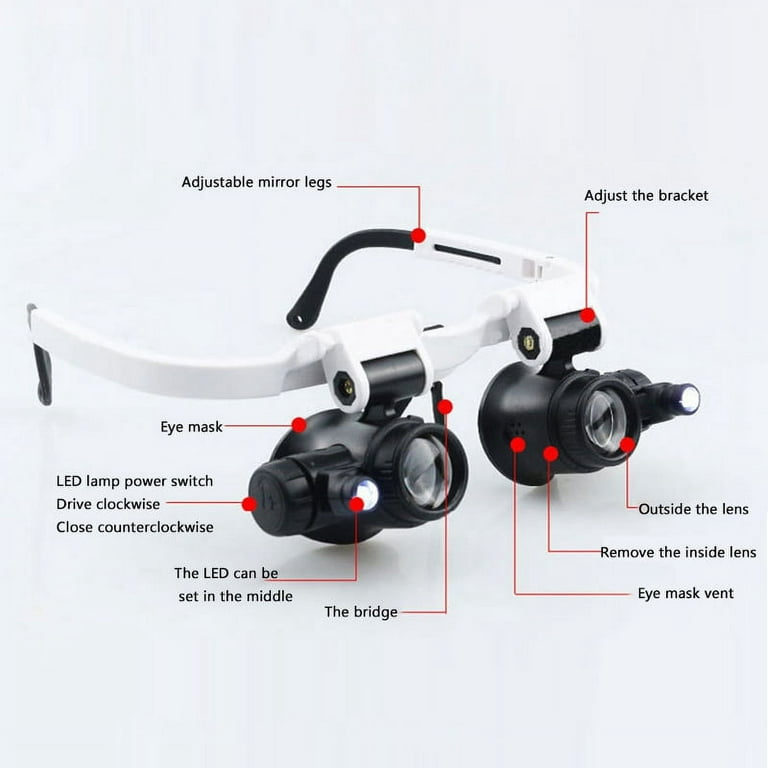 LED Glasses Magnifier 8X 15X 23X Magnifying Glasses With Light For Close  Work Jeweler Loupe Watchmaker Headband Magnifying Glass