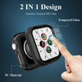 thumbnail image 3 of 3 Pack Case Compatible with Apple Watch SE Series 6/5/4 40mm with Tempered Glass Screen Protector, Hard PC Full Coverage Ultra-Thin HD Bumper Protective Cover for iWatch 40mm,Black/Black/Black, 3 of 5