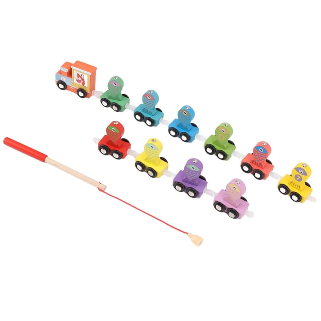 Kids Fishing Blocks Set, Different Colors Wood Fish Number Blocks Toy Magnetism For Home Play