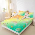 thumbnail image 2 of Manfei Watercolor Rainbow Fitted Sheet Queen, Vibrant Sun Galaxy Bedding, Orange Green, 3pcs, 1 Fitted Sheet and 2 Pillowcases, 2 of 6