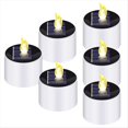 thumbnail image 1 of 6 Piezas Velas Solares de Té, Velas Solares Impermeables para Exteriores, Velas LED Parpadeantes Sin Llama con Sensor de Luz., 1 of 5