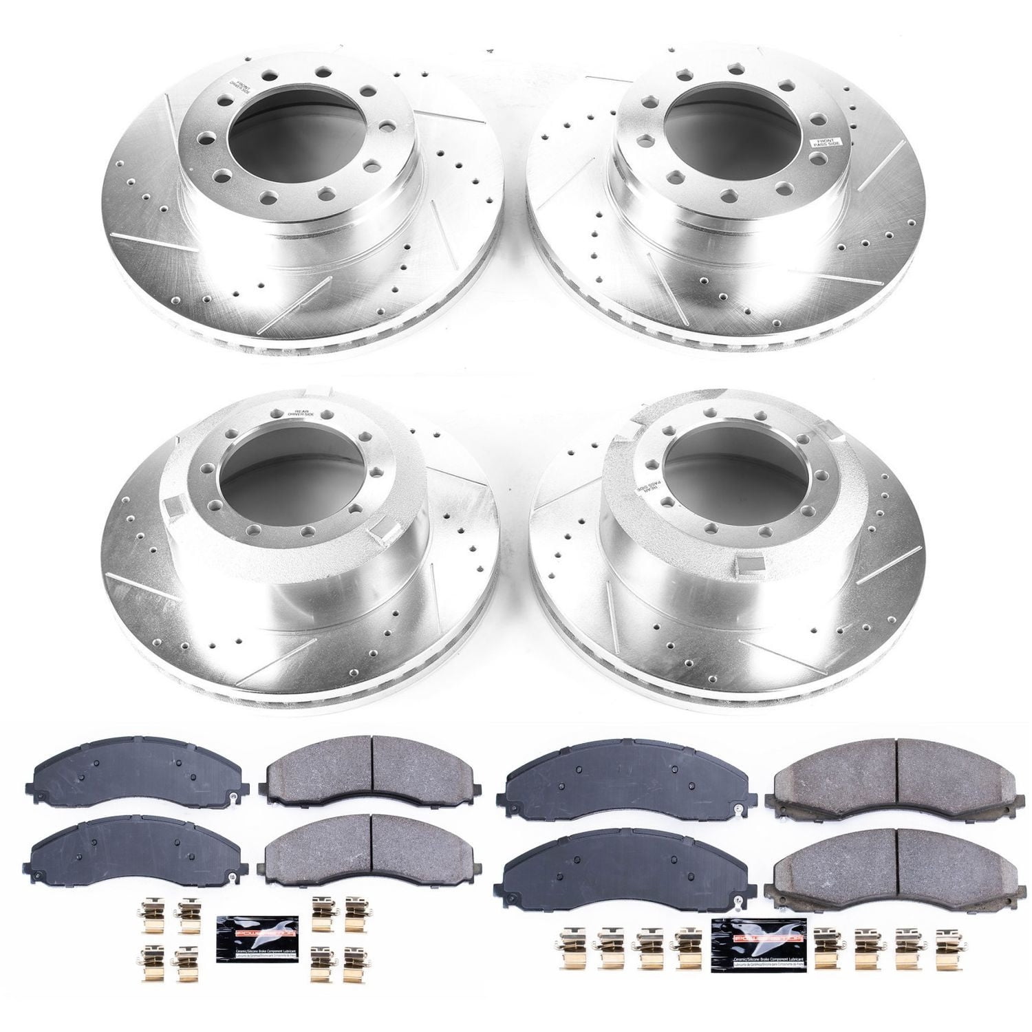 PowerStop Front and Rear Z23 Evolution Sport Carbon-Fiber Ceramic Brake Pad and Drilled & Slotted Rotor Kit Fits: FORD Select Models K7423