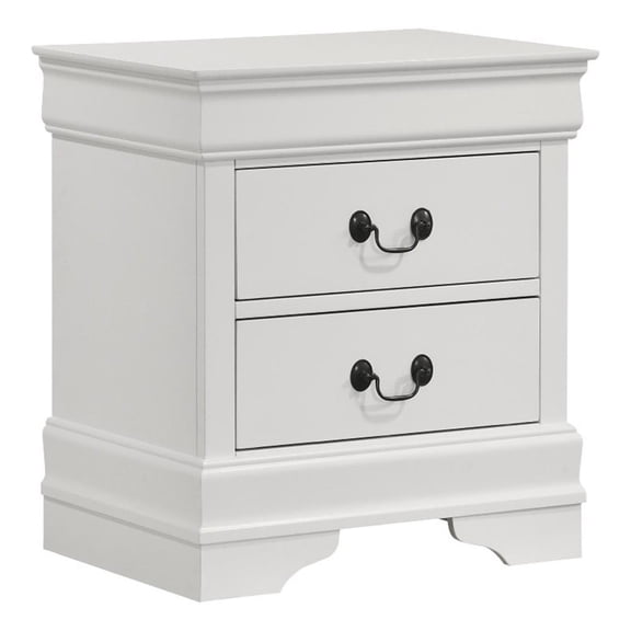 Pemberly Row 2-Drawer Rectangular Traditional Wood Nightstand in White