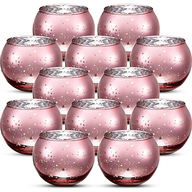 12 Pieces Round Votive Candle Holders Glass Tealight Candle Holder for