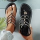 thumbnail image 2 of Sandalias Planas con Correas de Tobillo de Moda Casual de Pie Redondo de Pie Abierto Estilo Romano Strass Playa Planas Sandalias Bohemias Sandalias de Mujer con Correa Trasera, 2 of 8
