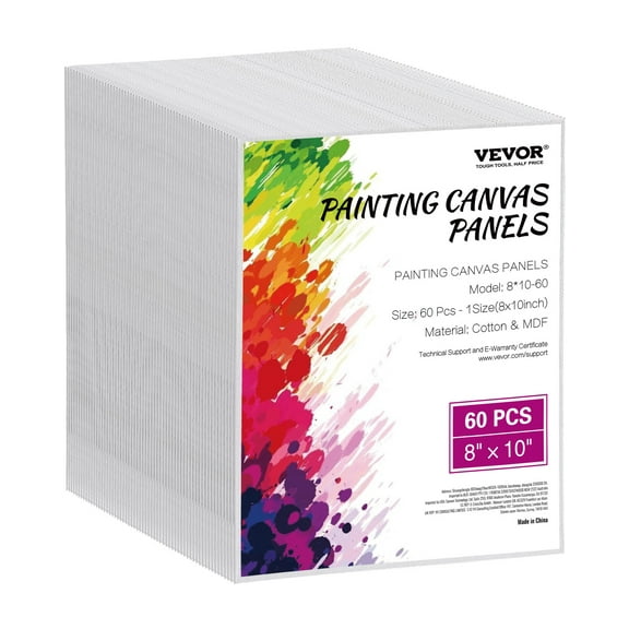VEVOR Canvas Boards for Painting, 8 x 10 Inch White Canvases for Painting, 60 Pack Painting Canvas Panels for Sketching, Acrylic and Oil Painting, Watercolor, Paint Canvas for Kids and Professionals