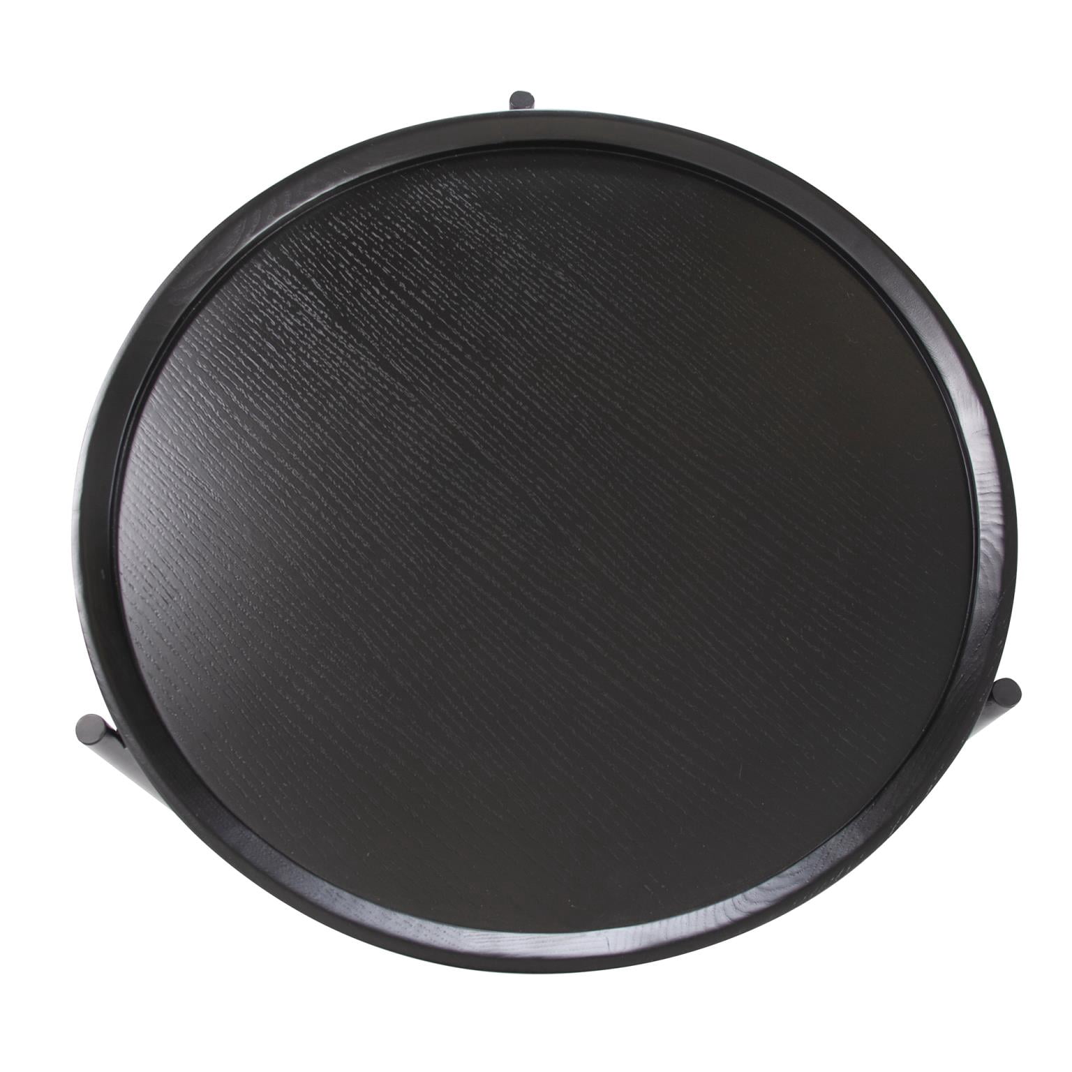 Tyler Dillon Black Ash Round Coffee Table with Metal Base - 28"D x 18"H