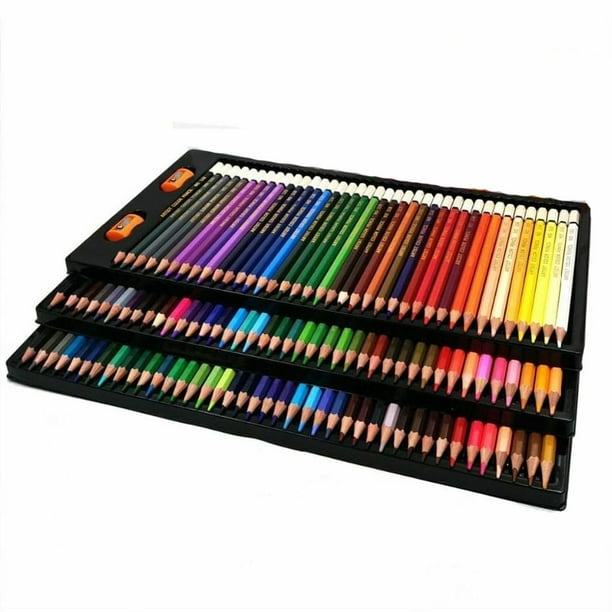 120 crayons de couleur avec boîte en métal de - 120 couleurs uniques -  Accès facile avec 3 compartiments - Ensemble idéal pour artistes, adultes 