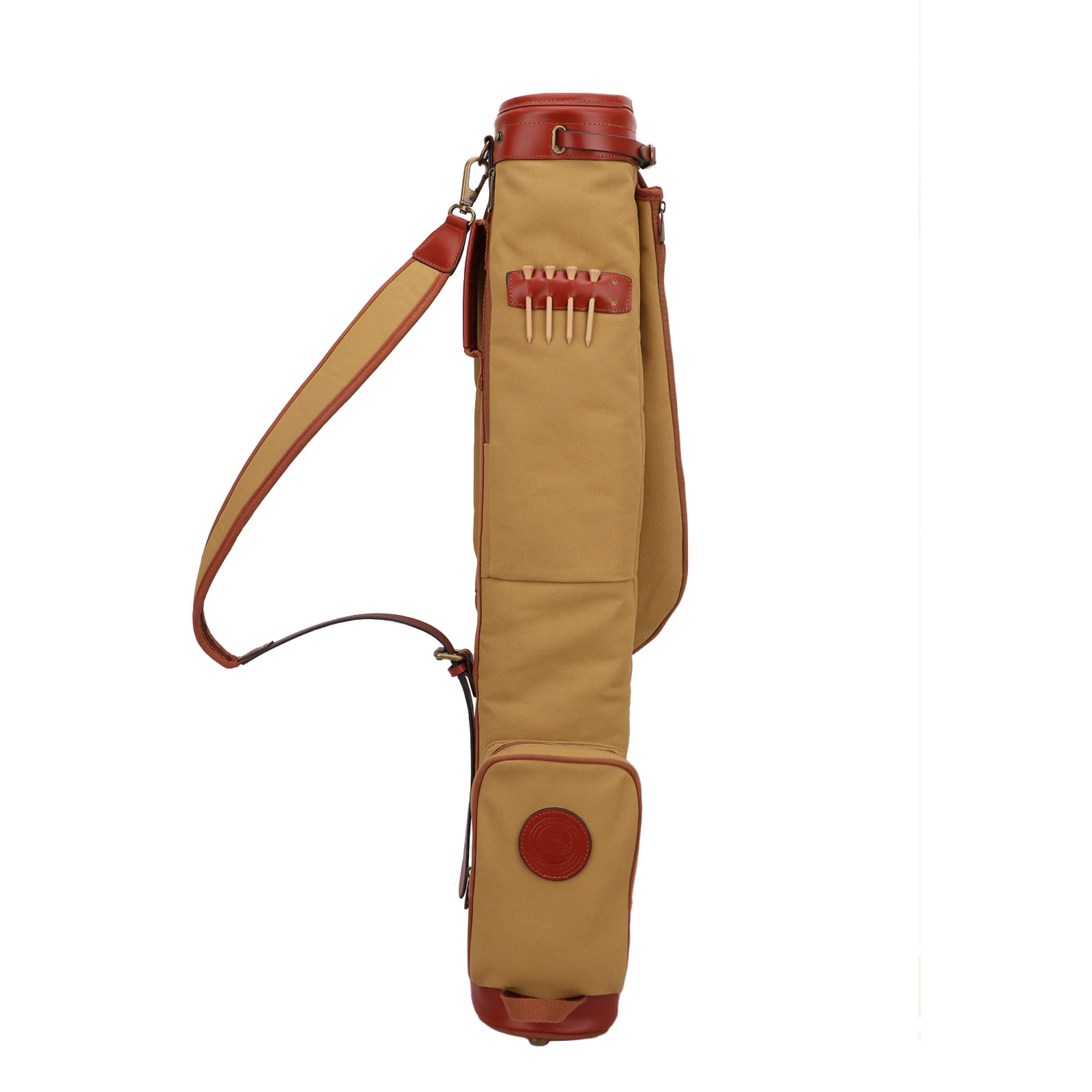 TOURBON Golf Clubs Sunday Bag Carrying Case Golf Pack Travel Retro Pencil Style Canvas Leather Shoulder Pack Brown
