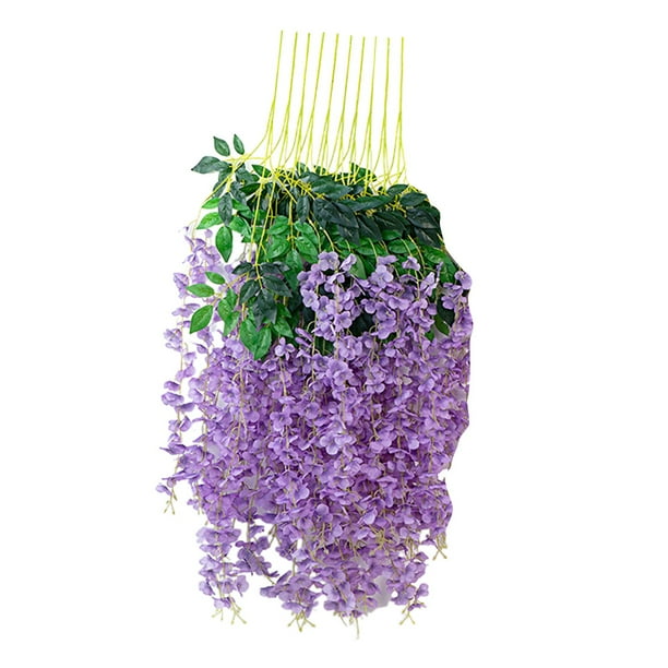 Flores artificiales de glicinia, flores de imitación, flores decorativas de ratán, ramilletes de flores de plástico