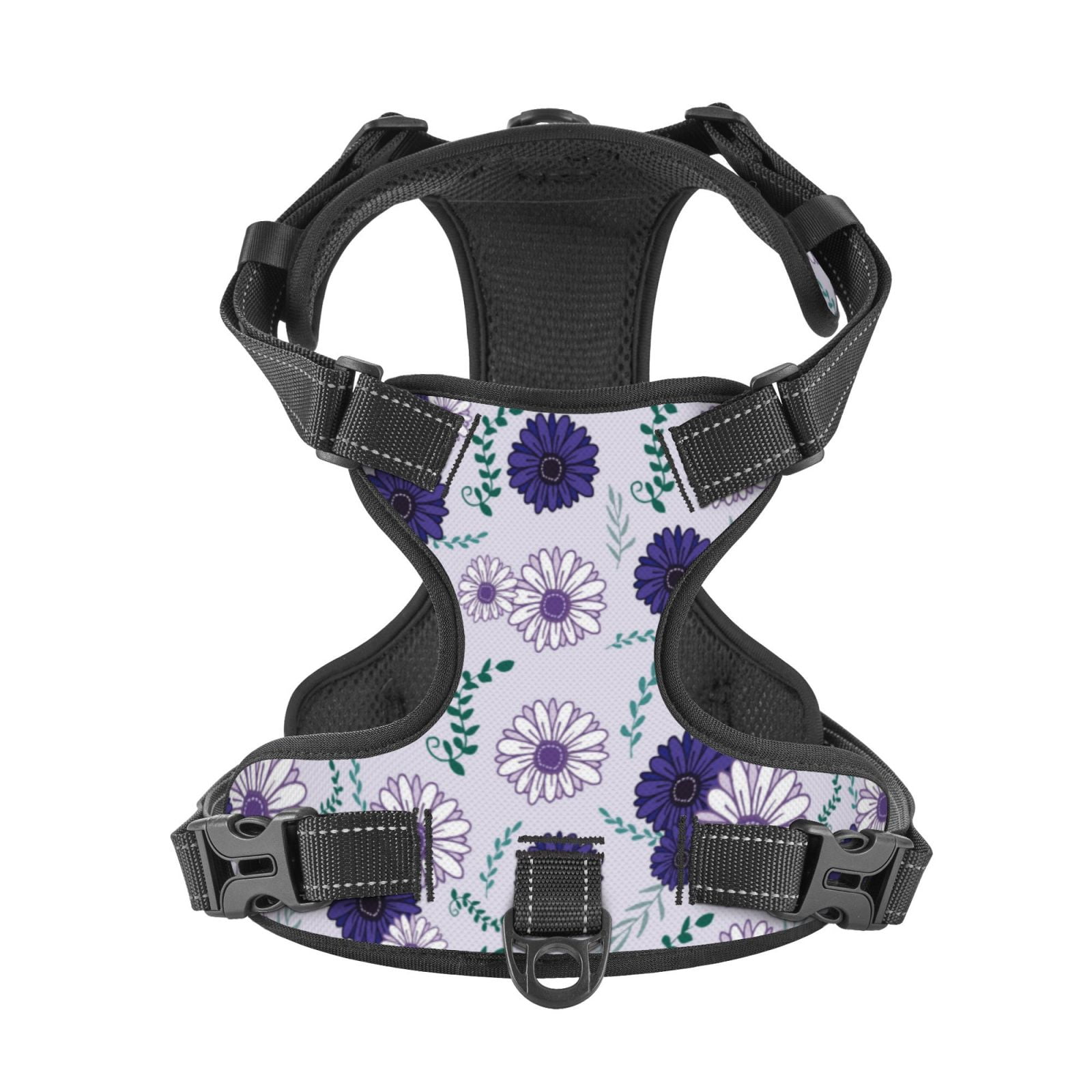 Kdxio Daisies Flowers Print No Pull Dog Harness Adjustable Reflective Oxford Easy Control Medium Large Dog Harness for Training and Everyday-Large