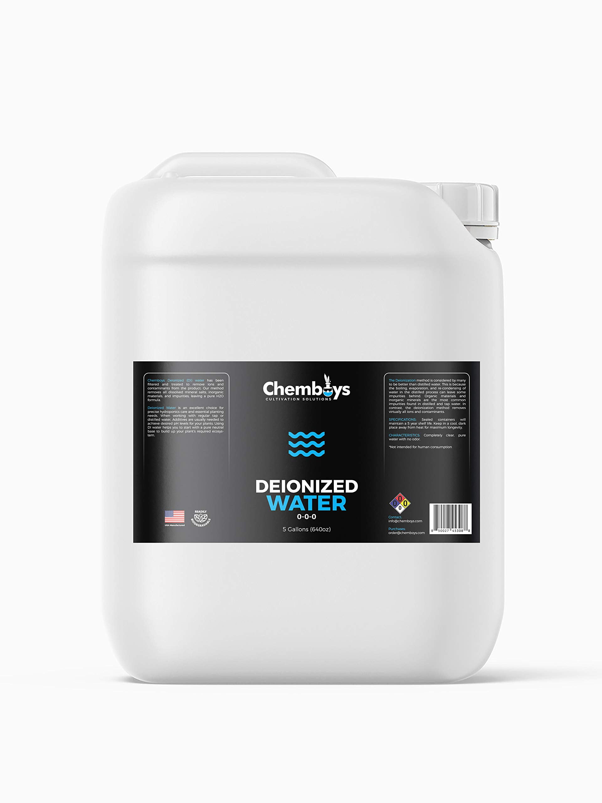 Chemboys Premium DeIonized Water 5Gallon Container 640 Fluid Ounces