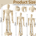 thumbnail image 3 of 6 Pcs Artist Mannequin Model Wooden Manikin Drawing Moveable Figure Model with Stand Flexible Jointed Mannequin, 3 of 6