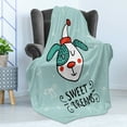thumbnail image 4 of Saying Soft Flannel Fleece Throw Blanket, Cartoon Dog with Hat on a Heart Moon and Stars Background Doodle Style Animal, Cozy Plush for Indoor and Outdoor Use, 60" x 80", Multicolor, by Ambesonne, 4 of 5