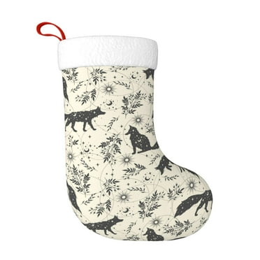 Disketp Vintage Moon Fox Christmas Stockings, Xmas Stocking for Family Holiday Season Décor, Personalized Holiday Indoor Decorations
