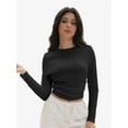 thumbnail image 4 of Womens Long Sleeve Shirts Basic Crop Tops Going Out Fall Fashion Slim Fit, 4 of 6