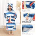 thumbnail image 3 of FORMRS Wearable Blanket Hoodie with Sleeves for Kids Cozy Flannel Sweatshirt, Blue Sailboats, 3 of 7