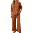 thumbnail image 5 of Women's 2 Piece Sets 3/4 Sleeve V Neck Tops & Wide Leg Pants Fall Lounge Set 2026 For Vacation & Daily Wear XXXL, 5 of 6
