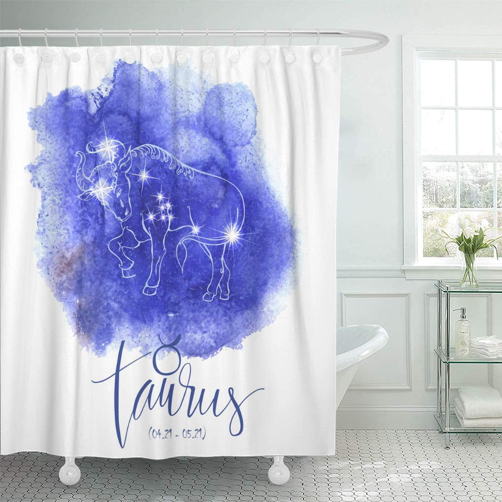 CYNLON Astrology Sign Taurus on Blue Watercolor Modern ...